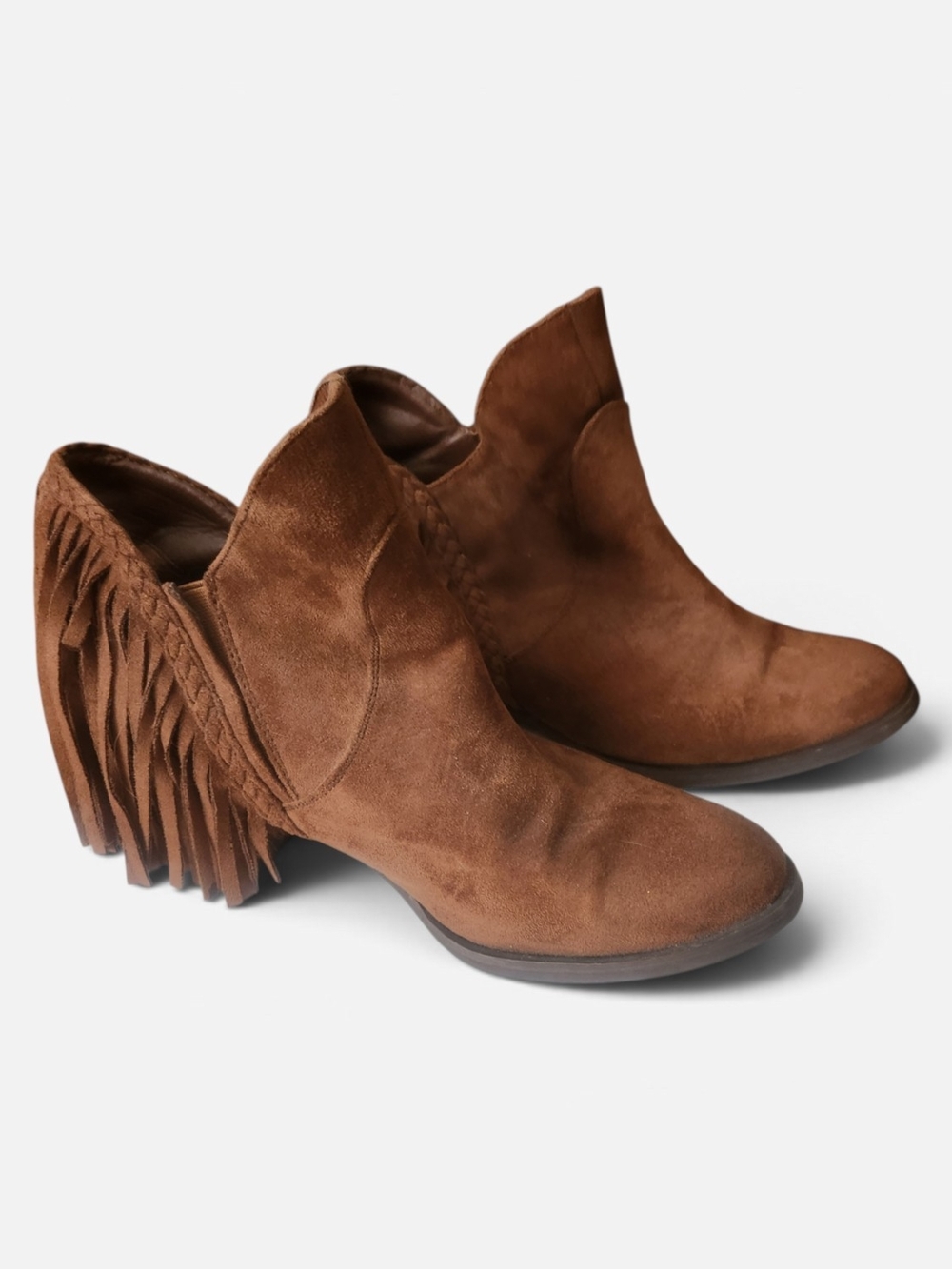 Not Rated Fringe booties Women's Brown US 8 Festival Concert Boho Whimsy